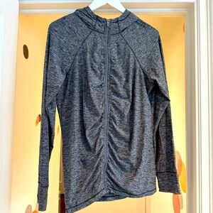 Rouched Grey Workout Zip-Up (Athleta)